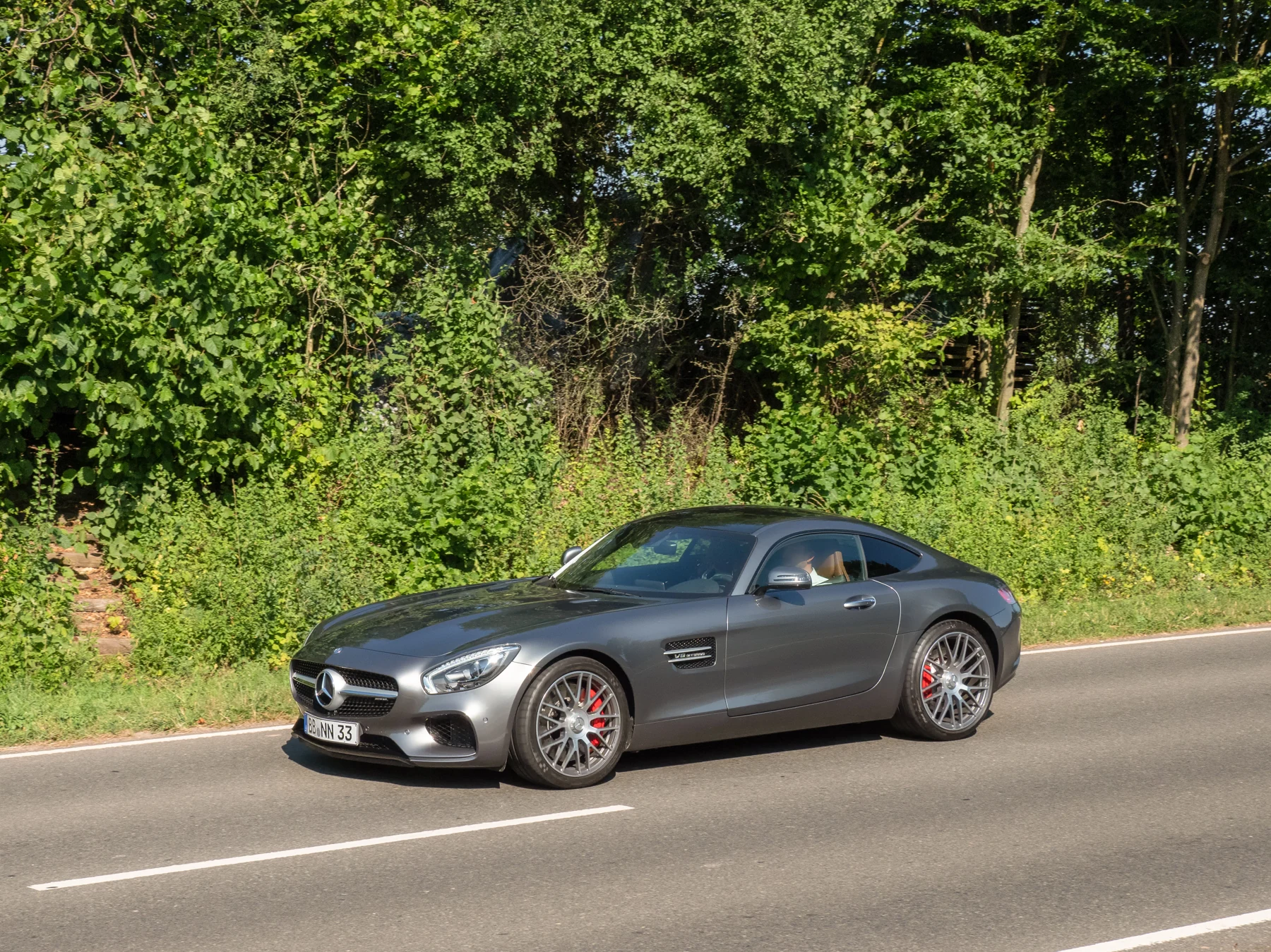 Mercedes-AMG GT coupe, three-quarter front view