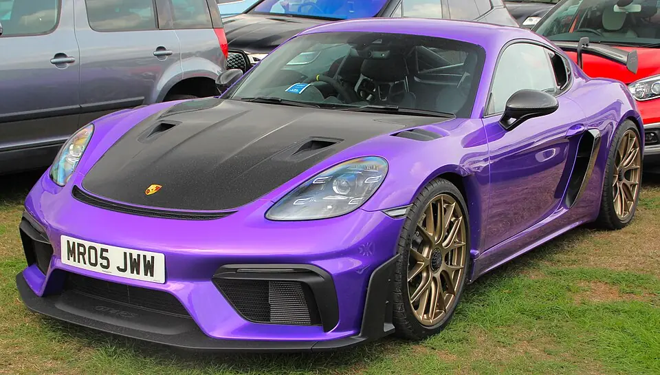 Porsche 718 Cayman GT4 RS with Weissach package, three-quarter front view