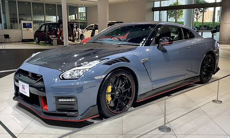 Grey Nissan GT-R Nismo, three-quarter front view