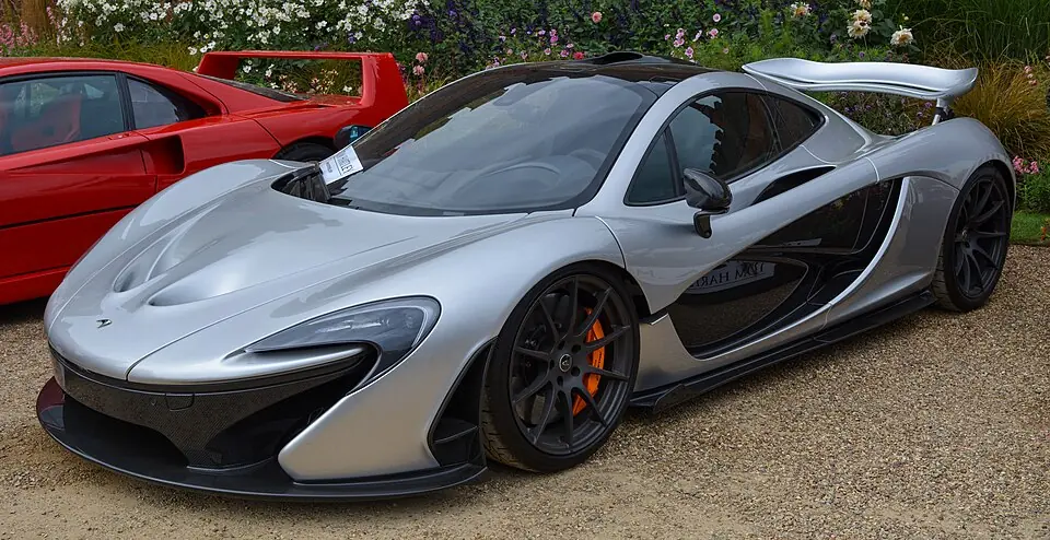 Yellow McLaren P1, three-quarter front view