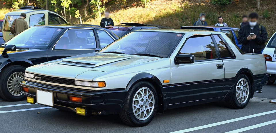 Silver and black Nissan Silvia RS-X (S12) coupé with the FJ20ET turbo, three-quarter front view