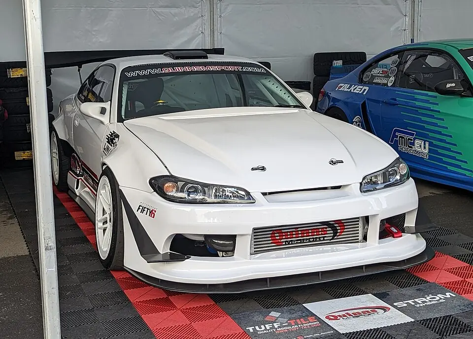 Silver Nissan Silvia S15, three-quarter front view
