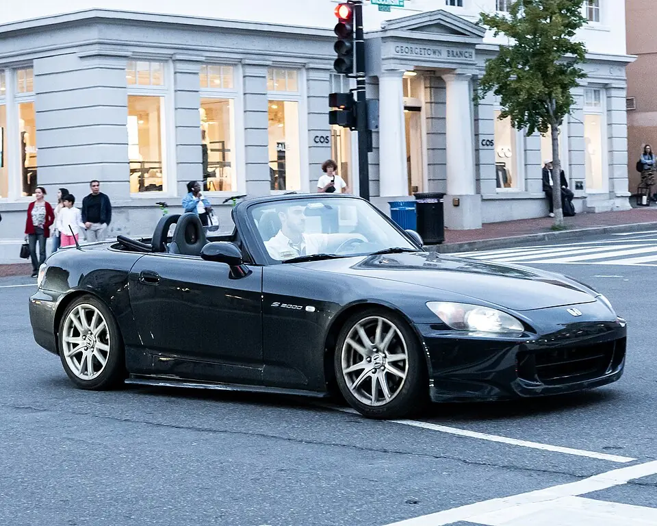 Silver Honda S2000 (AP1) roadster, three-quarter front view