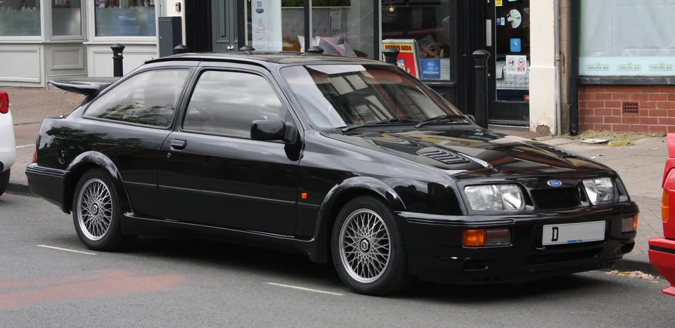 Black Ford Sierra RS Cosworth, three-quarter front view