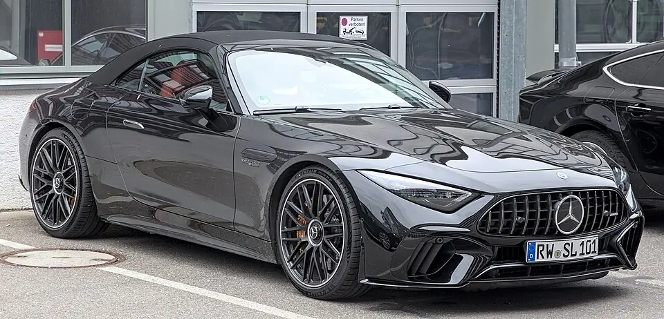 Black Mercedes-AMG SL 63 (R232) roadster, front view