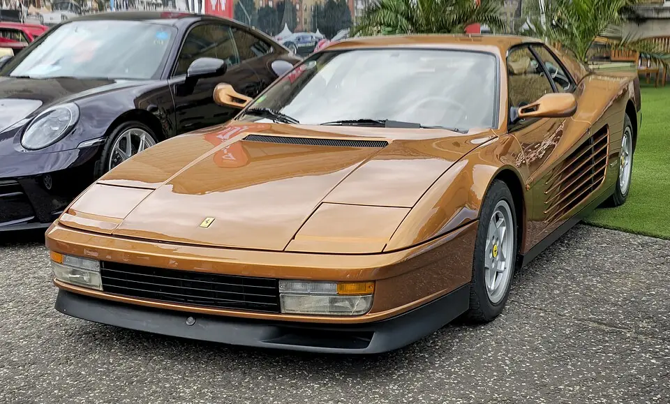 Bronze Ferrari Testarossa, three-quarter front view