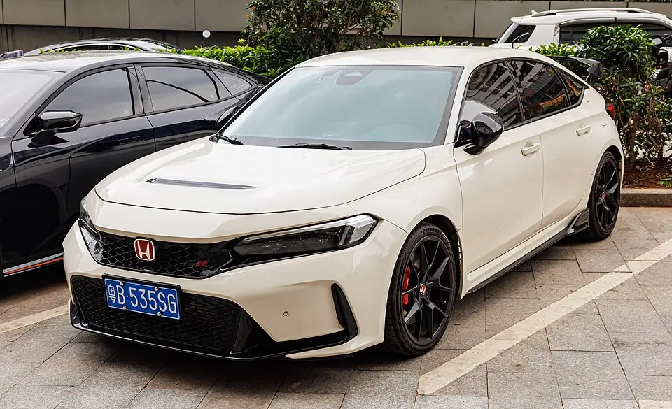 White Honda Civic Type R FL5, three-quarter front view