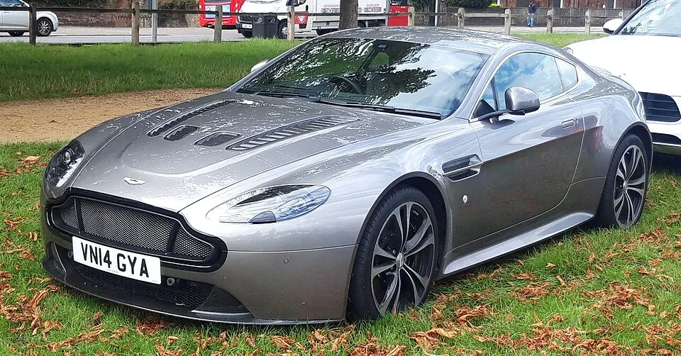 Grey Aston Martin V12 Vantage S, three-quarter front view