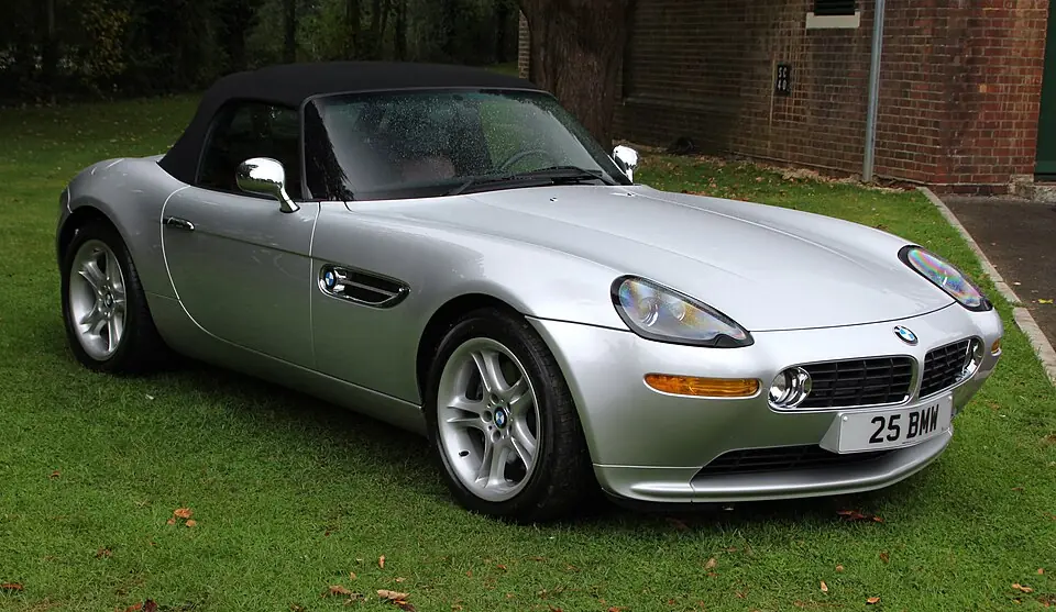 Silver BMW Z8 roadster, three-quarter front view